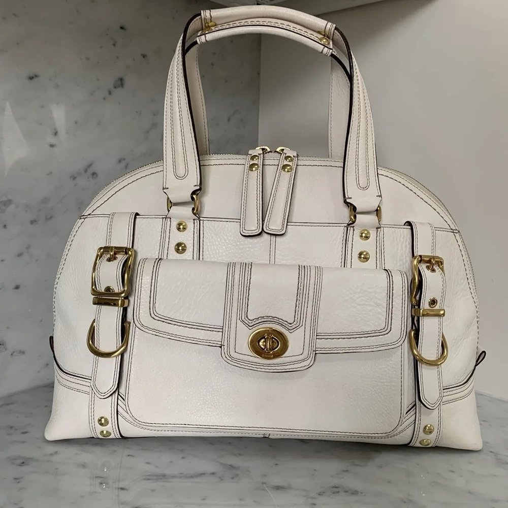 Vintage Coach Miranda Domed Satchel Purse Handbag Bag White